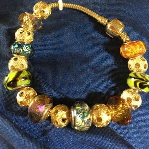 MURANO GLASS/TIBETAN SILVER ADJUSTABLE BRACELET